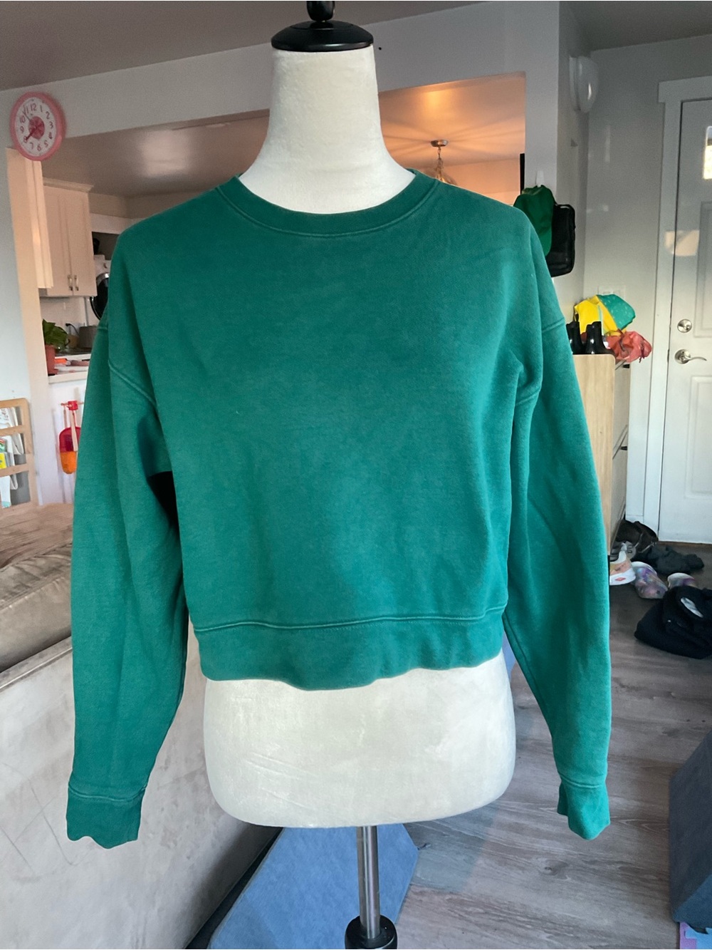 🌲Girlfriend Collective Forest Green 50/50 Cropped Sweatshirt Size Medium